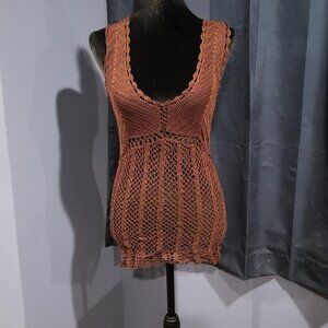 Brown Crochet Top With a Touch of Whimsy